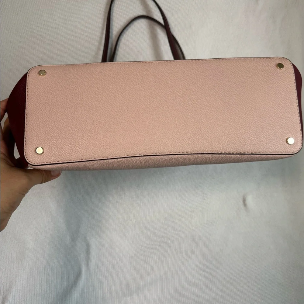 Kate Spade Monet Large Compartment Tote – Leather Pink Burgundy Shoulder Bag - Picture 5 of 17
